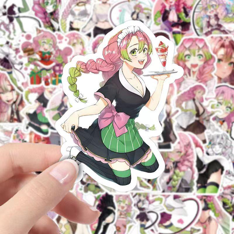 Mitsuri Kanroji Color Stickers, 52 Sheets (not Repeated), Waterproof and Sunscreen.