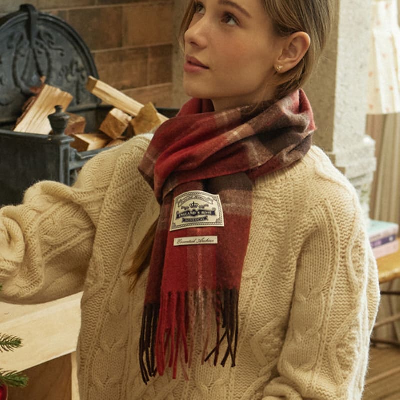 Шарф NONLOCAL Holiday Check Blend - Красная клетка