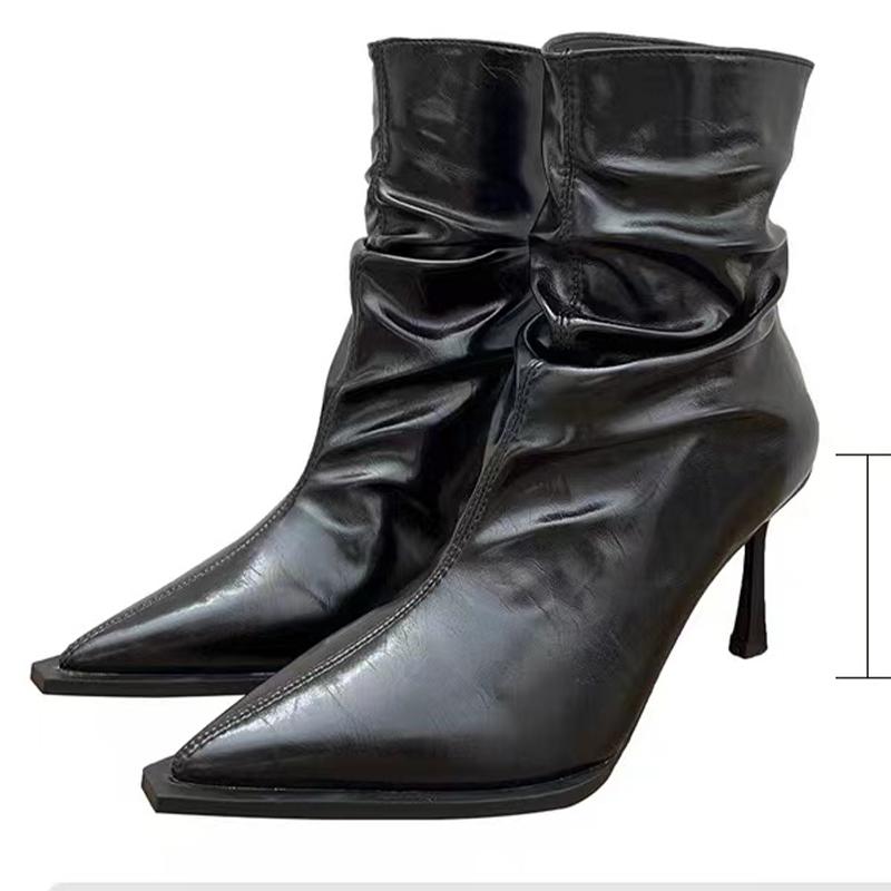 Модные женские ботильоны на высоком каблуке, сексуальные кожаные туфли с острым носком, женская обувь, тренд 2024 года, дизайнерские зимние сапоги, туфли-лодочки, готические зимние женские туфли Zapatos