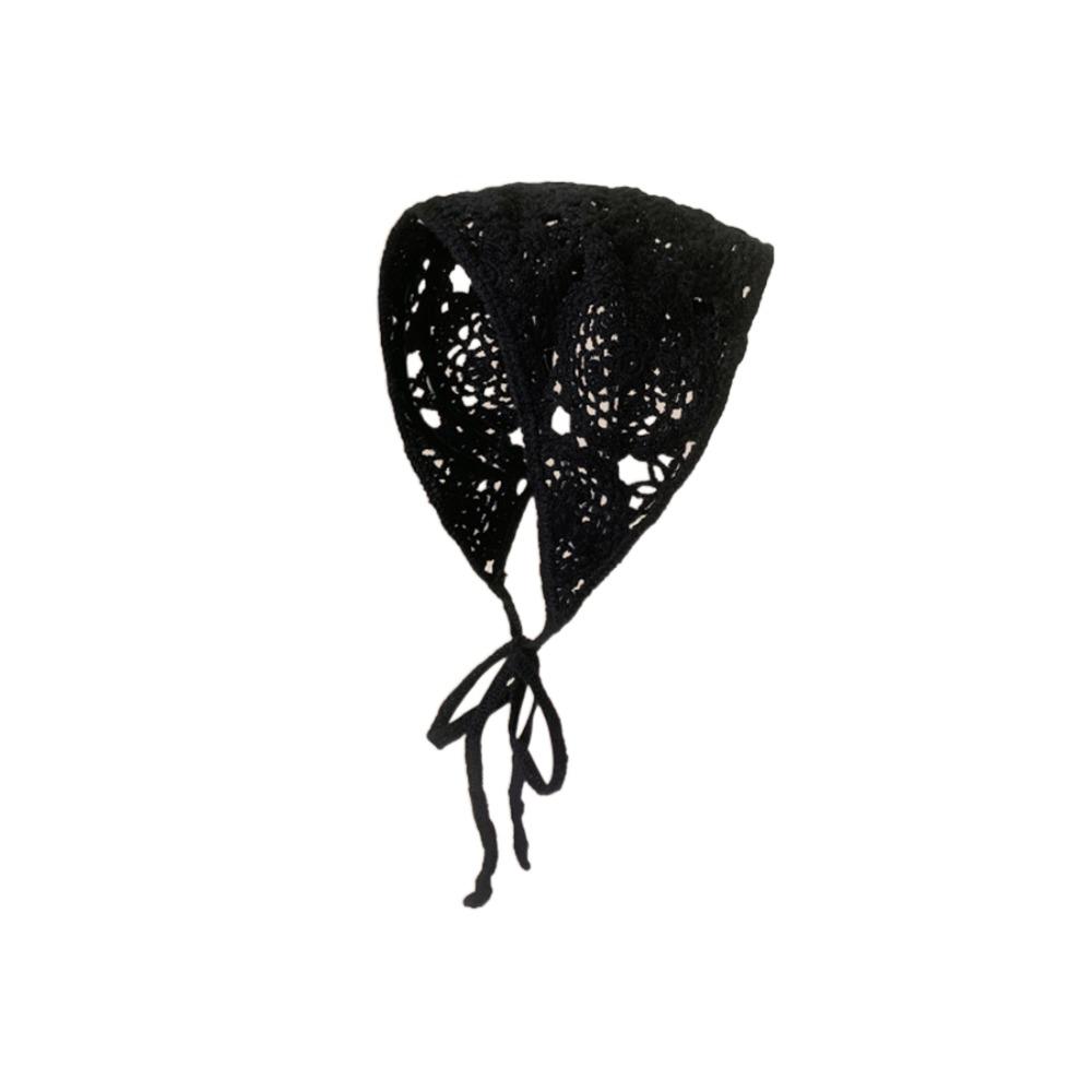 Вязаная крючком цветочная повязка на голову полый тюрбан треугольный шарф модный головной убор для женщин