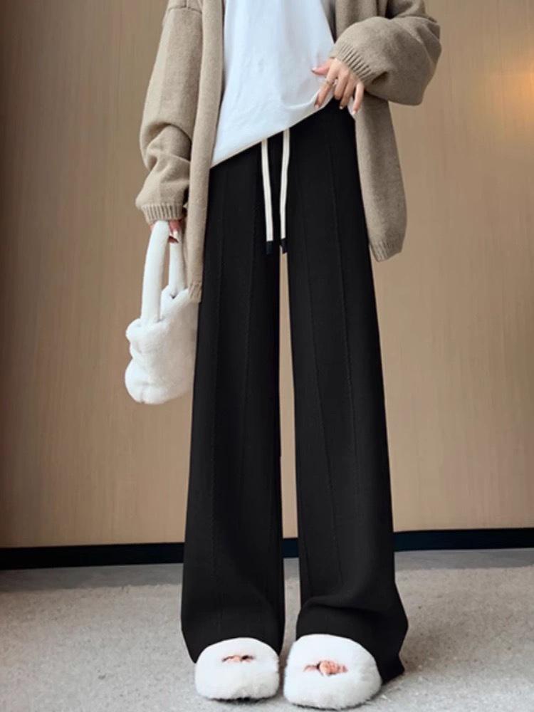 Женские белые брюки с высокой посадкой и широкими штанинами - Приталенные, свободные и утепленные для осени и зимы