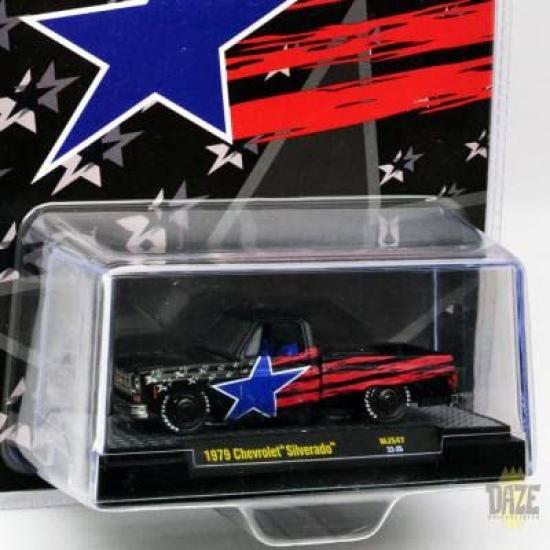 M2 MACHINES Масштаб 1:64 MiJo Эксклюзив - Пикап Chevrolet Silverado 1979 года - Звезды и Полосы