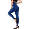 Skinny Workout Leggings Pencil Pants Female Faux Denim Bead Design Running Leggins Slim High Waist Elastic Seamless