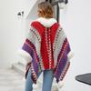 ZIMOXUAN Новая коллекция осени/зимы, красочная полосатая накидка с шалью и меховым воротником, открытый кардиган, повседневный свитер для женщин