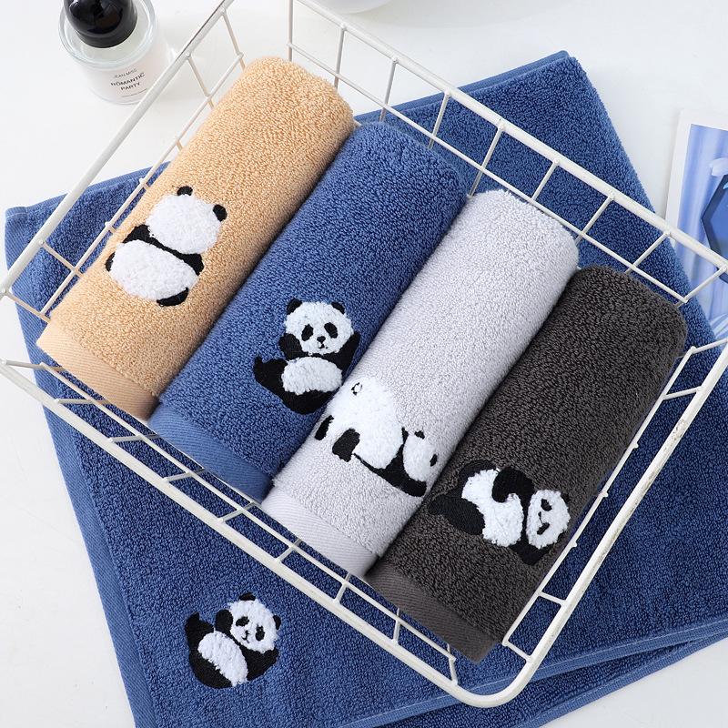 Panda Embroidered Cotton Face Towel Absorbent Pure Hand Face Cleaning Hair Shower Towels Bathroom Home Hotel for Adults