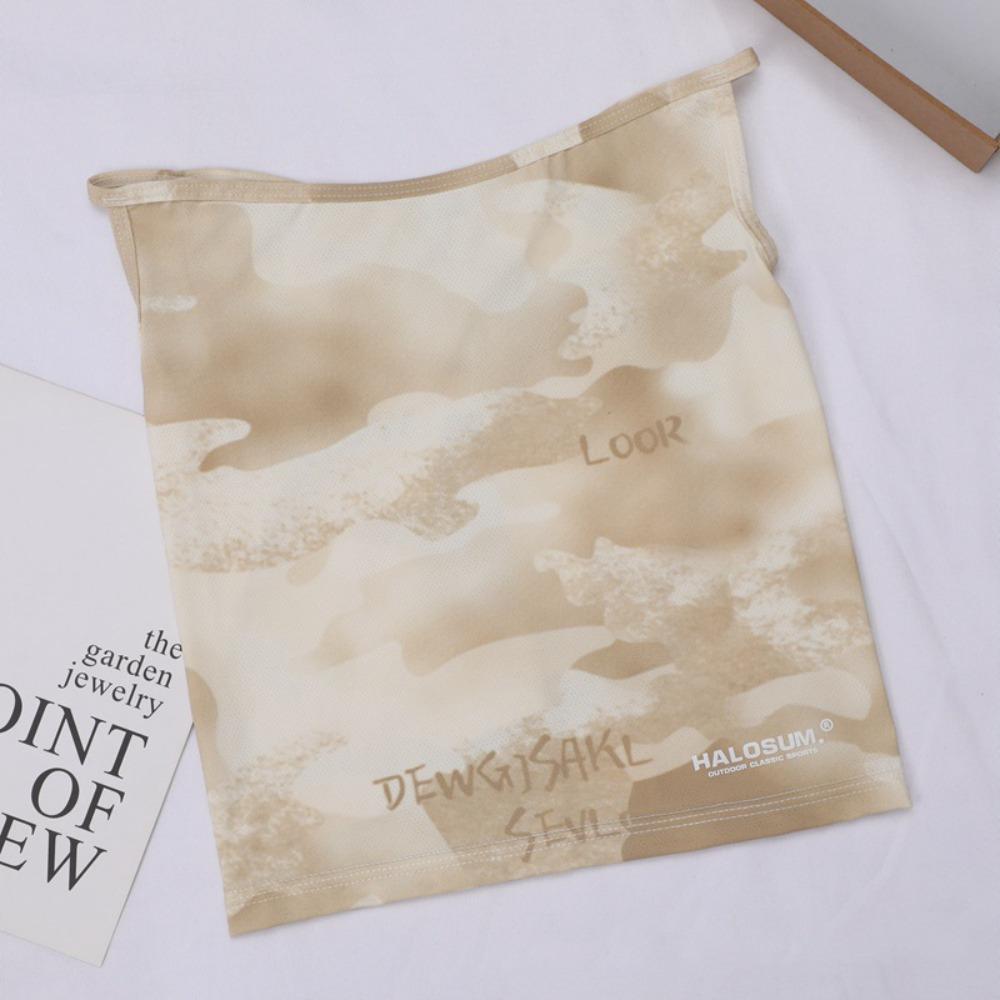 Shading Sunscreen Face Mask Ear Hanging Ice Silk Face Mask Sunshade Veil Face Cover  Hiking