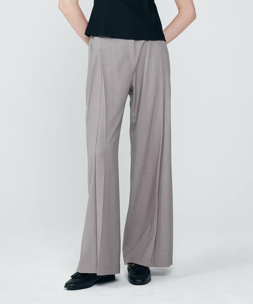 DEPASION Fluttered Wide Banding Slacks (Gray)
