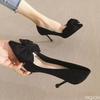 Women's Trendy New Shoes Fashion Bow Tie Slim High Heels Sexy Black Elegant Shoes Fairy Style Comfort Ladies Pumps Zapatos Mujer