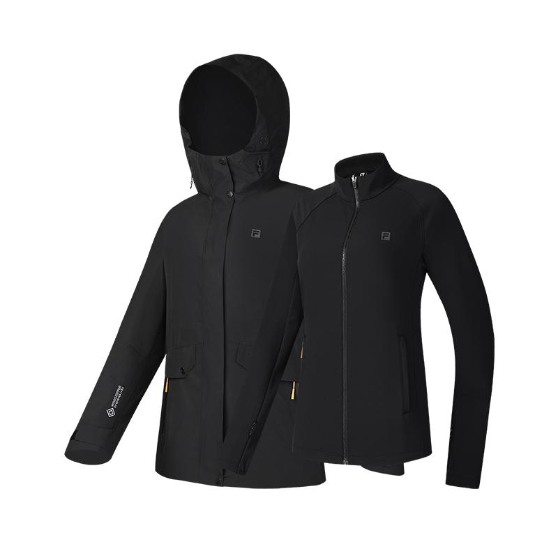 Fila Теплая универсальная куртка с капюшоном, комплект из двух частей, женские топы, глубокий черный A11W517706FBK