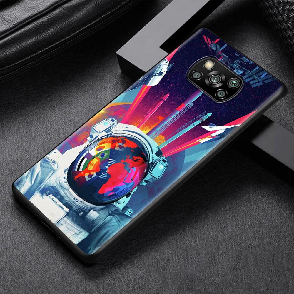 Чехол с изображением астронавта из мультфильма для Xiaomi Poco X3 NFC M3 M4 Pocophone F1 F3 Redmi Note 9s 9 8 10 Pro, черный, мягкий чехол для телефона