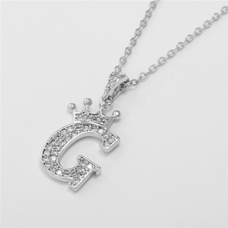 Unisex Fashion Crown A-Z Alphabet Pendant Vintage Chain Necklaces Hip-Hop Style Crystal Zircon Punk MIT