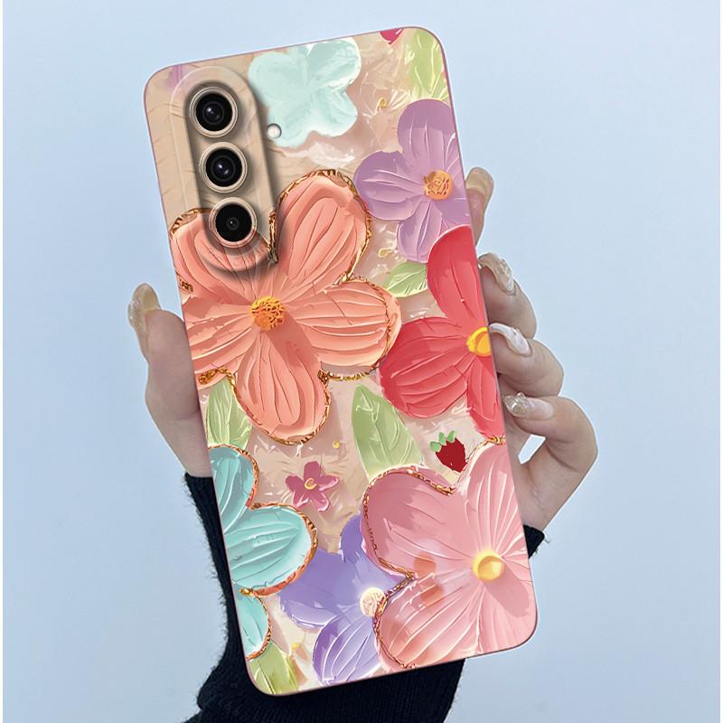 Для Samsung Galaxy A37 A57 5G Чехол Модный Минимализм Масляная Живопись Цветок Силиконовый Мягкий Корпус Новый Дизайн Ударопрочная Задняя Крышка