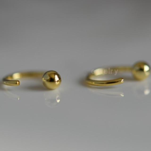 Минималистичные серьги-кольца Huggie Hoop Threader из стерлингового серебра или золота 585 пробы, продеваемые через открытые серьги-кольца