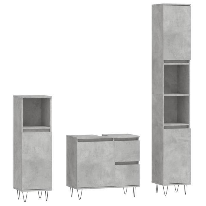 VidaXL Bathroom Furniture Set 3 Pcs Concrete Grey 3190225