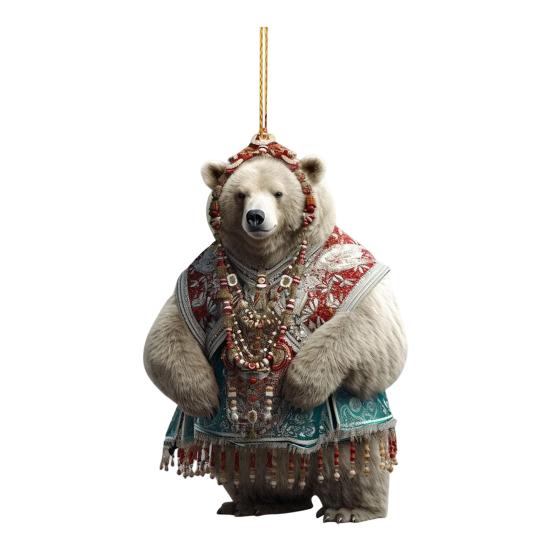 Милое и праздничное акриловое рождественское украшение в виде белого медведя в 2D для елки и домашнего декора