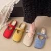 Famous Brand Spring Retro Single Shoes Comfortable Rubber Bottom Ladies Sandals Wider Toe Box Ballerina Slippers Style