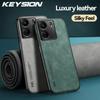 KEYSION Luxury Retro Leather Case for Xiaomi POCO C65 C55 Soft Silicone+PC Shockproof Phone Back Cover for Redmi 13R 13C 5G 12C