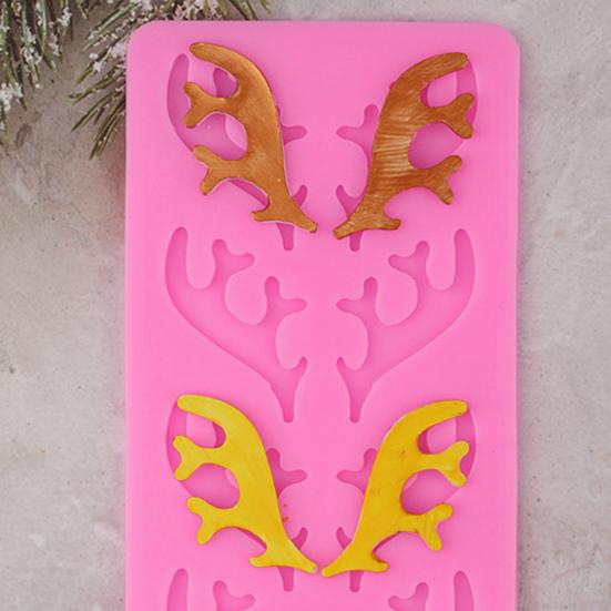 Форма для мастики в виде рогов северного оленя, пищевой силикон, инструмент для украшения шоколада, рождественская форма для выпечки для декора торта и десерта