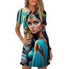 2026 New 3d Printed Short-sleeved Casual Dress Summer Clothing Women's Casual Round Neck Dress