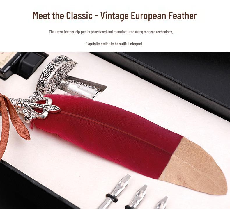 Европейский Ретро Набор для Каллиграфии с Перьями: Перьевая ручка с косым пером, держателем и гравировкой чернилами