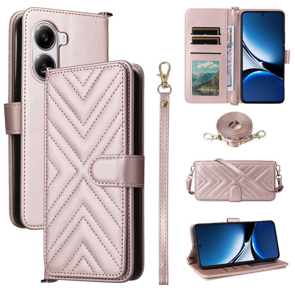 For Xiaomi Poco X7 Pro 5G/Redmi Turbo 4 5G Wallet Case with Shoulder/Wrist Strap Leather Phone Cover Stand