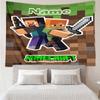 Custom Name Minecraft Print Tapestry, Backdrop, Easy Setup, Ideal for Bedroom, Office & Living Room, with Aesthetic Wall Hanging Decor.