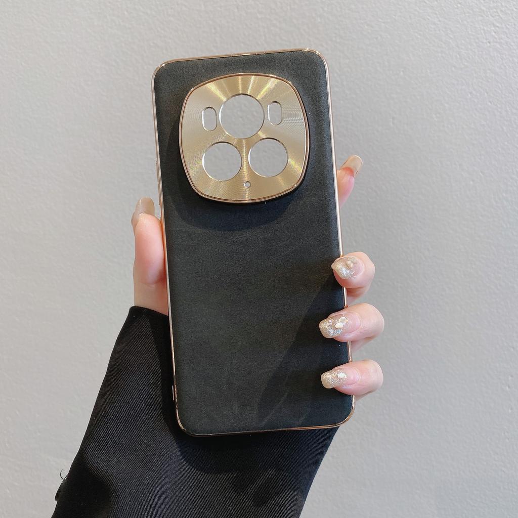 Electroplating Sheepskin Leather Matte Case for Honor Magic 6 Pro Magic 7 Pro Magic8Pro, Slim Camera Protection Phone Cover