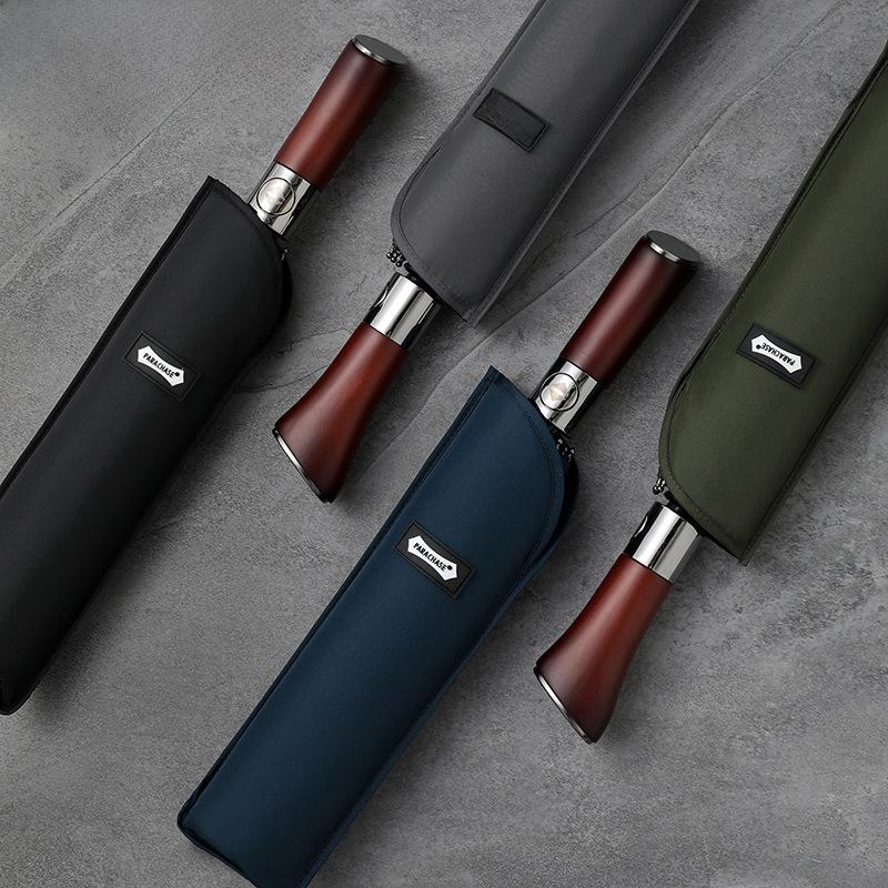 PARACHASE 1.2m Fully Automatic Folding Umbrella with Knife Handle - Korean Forest Design, Business Style.