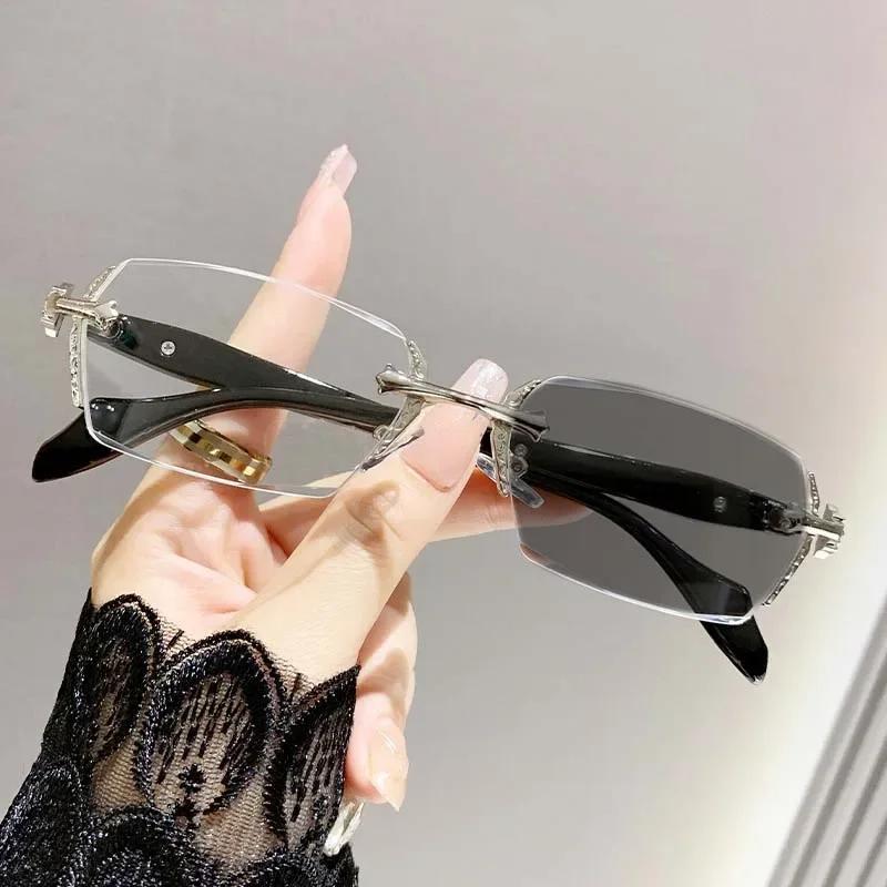 Роскошные солнцезащитные очки для дали с алмазной огранкой и меняющие цвет, винтажные очки для чтения с диоптриями, блокирующие синий свет