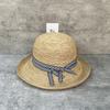 Japanese Literary And Artistic Bow Straw Hat Women'S Summer Sunshade Big Brim Raffia Hand-Woven Basin Hat