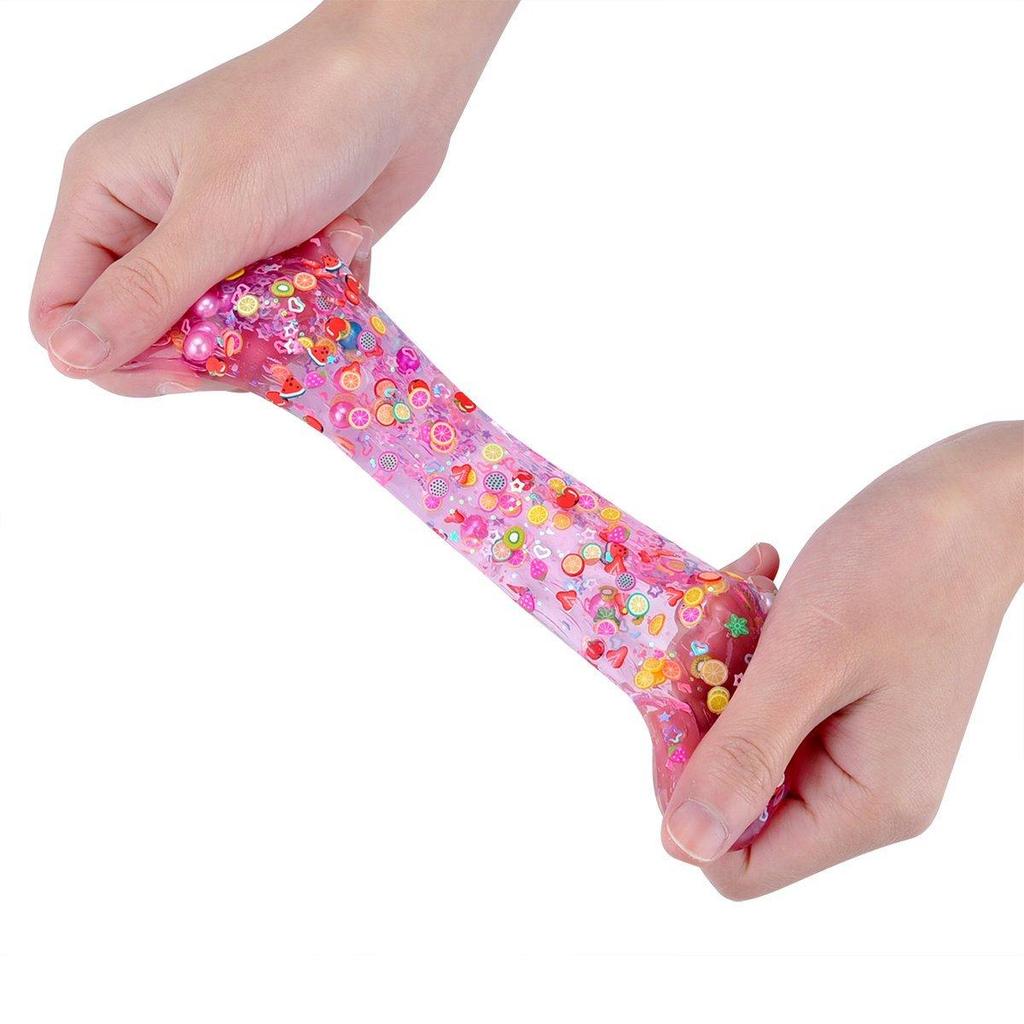 Kvvdi - 4 Pack Colorful Pearl Crystal Slime with Fruit Pack Easter Eggs Slime Putty Fluffy Slime,  Jumbo Mud Slime Toy Easter Basket Stuffers Gift