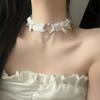 Воротник-колокольчик с бантом, женский шейный ободок, чокер, аксессуары для шеи, ожерелье с цепочкой на ключицу, сексуальное ожерелье, белый воротник