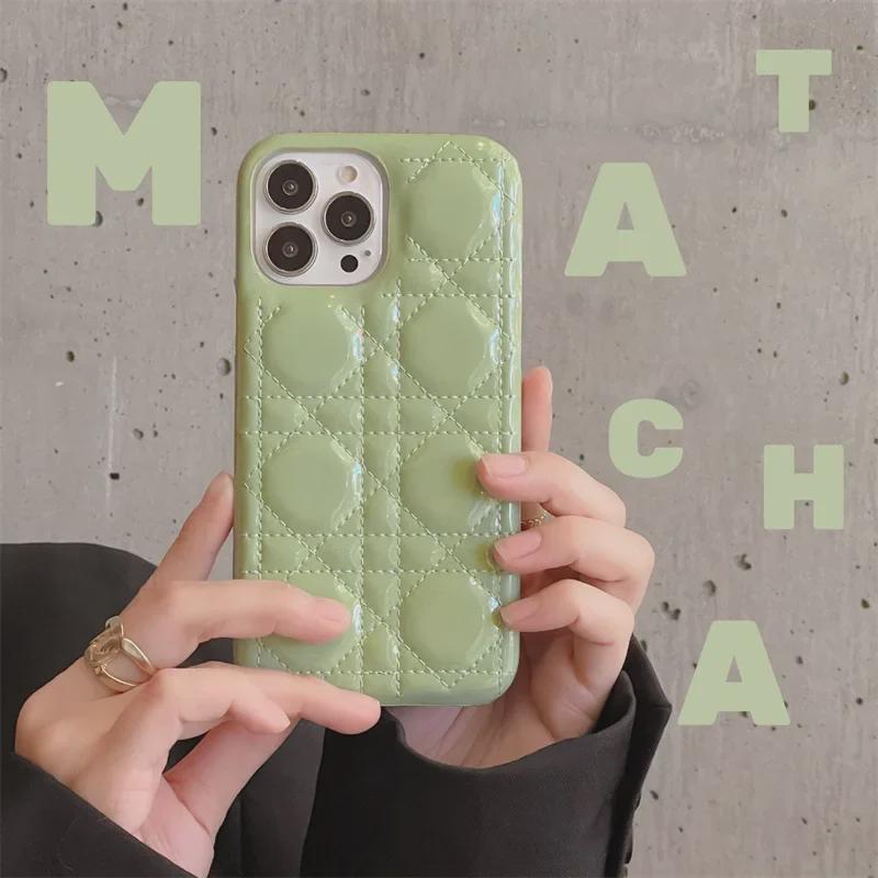 Patent Leather Stitching Candy Color Case for Apple 11 Pro Max/12 Pro/14 Pro Max