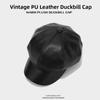 Solid Color Newsboy Cap PU Leather Peaked Cap Creative Gift Retro Newsboy Hat  Winter Wear
