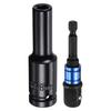 Impact Socket, 8mm Metric Socket, 1/2" Drive, 78mm Length, with 1/4" Hex Shank Adapter, Electric/Manual Use, Deep Hex, CR-V Steel, Adapter Acce