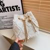 Женская модная джинсовая сумка через плечо Ромбовидная стеганая сумка на плечо с цепочкой и завязками для повседневного использования и поездок