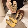 Retro Ugly Cute Flat-bottomed Loafu Doudou Shoes for Women 2025 New Mori Niche Double-breasted Buckle Shallow Single Shoes for Women