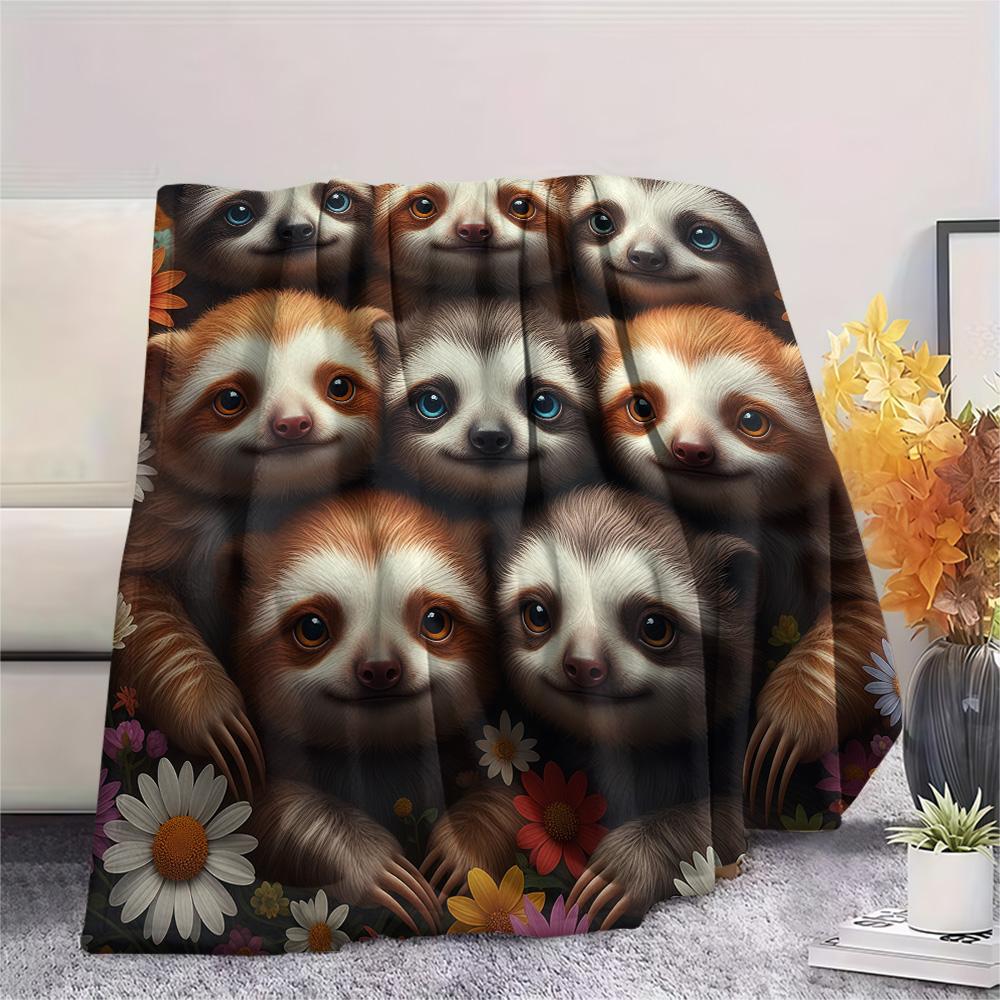 1PC Animals Print Flannel Blanket, High quality Comfortable for All Seasons, Home Decor, Warmth and Comfort