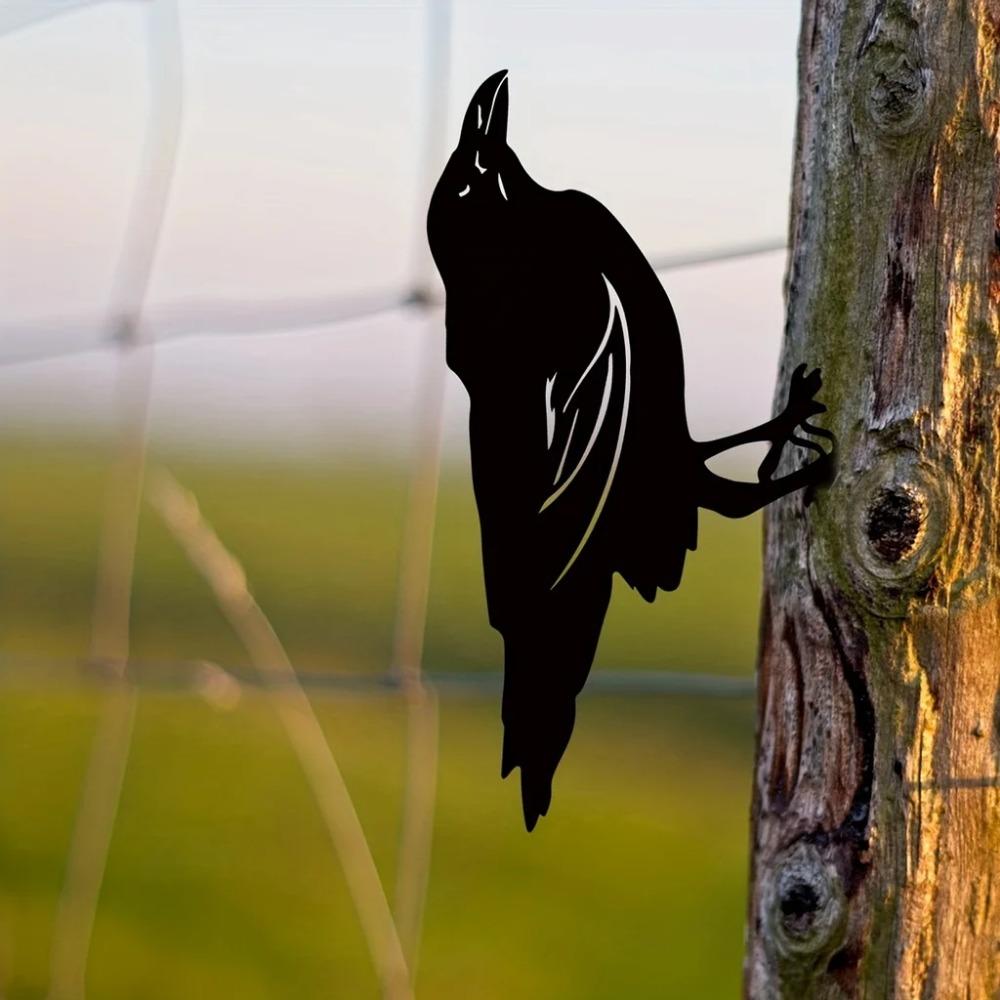 1 шт. Черный силуэт ворона – милые металлические садовые статуи птиц, декоративные дворовые колышки для газона, сада и уличного декора
