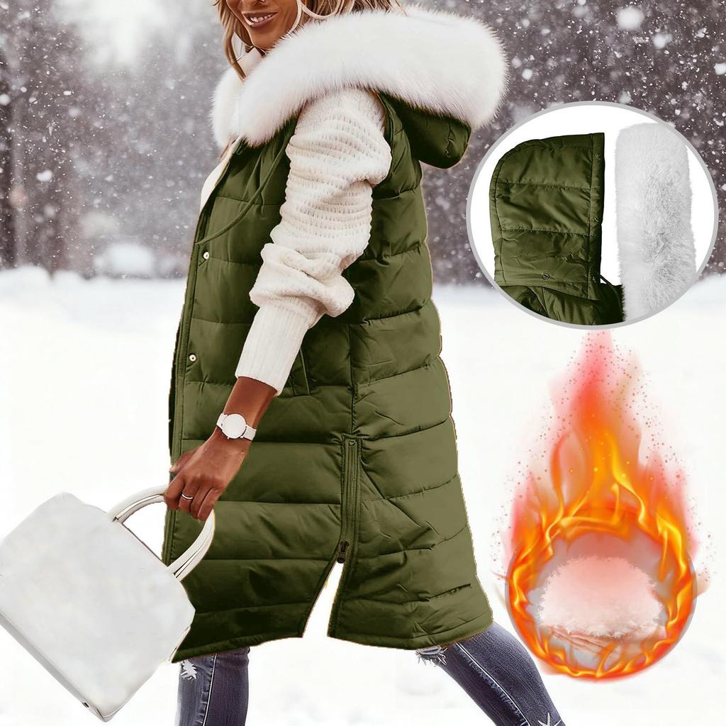 Женский длинный пуховик с капюшоном