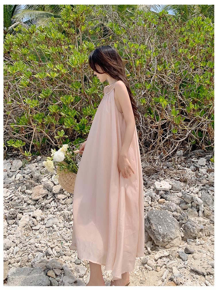 Sanya Seaside Tencel Halter Neck Fairy Летняя узкая длинная юбка