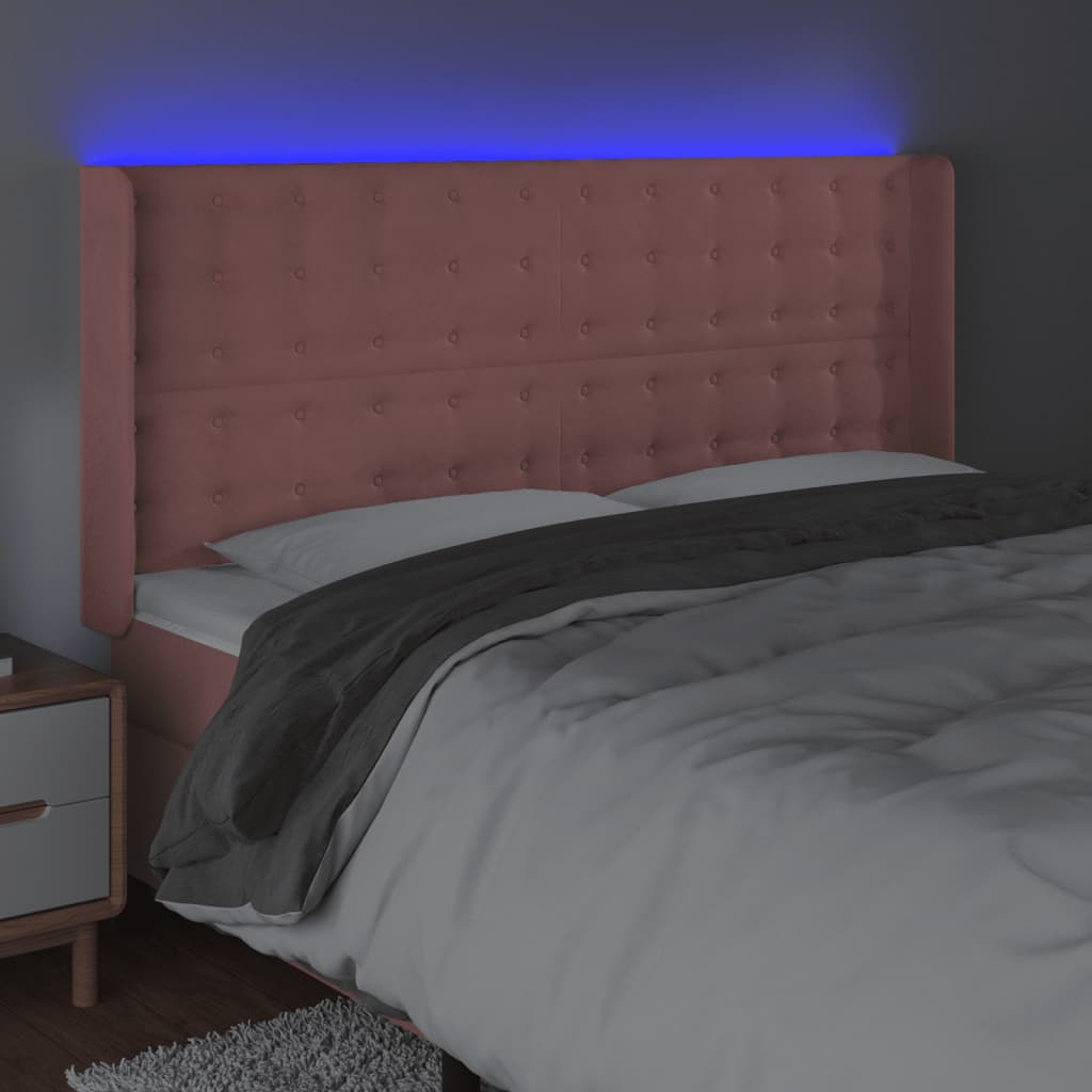 LED Headboard in Pink 183 x 16 x 118 128 cm Velvet