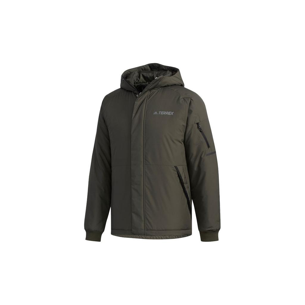 Adidas Xplr Insulated Waterproof Jacket with Hood Men Outerwear Dark-Earth-Brown FJ9253