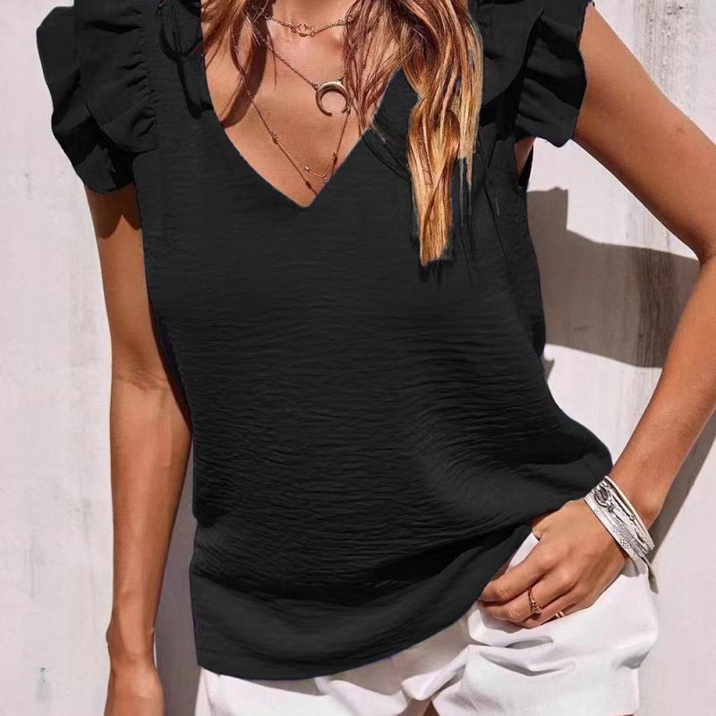 DAFIFY Женские модные повседневные летние однотонные блузки и рубашки без рукавов с v-образным вырезом и принтом