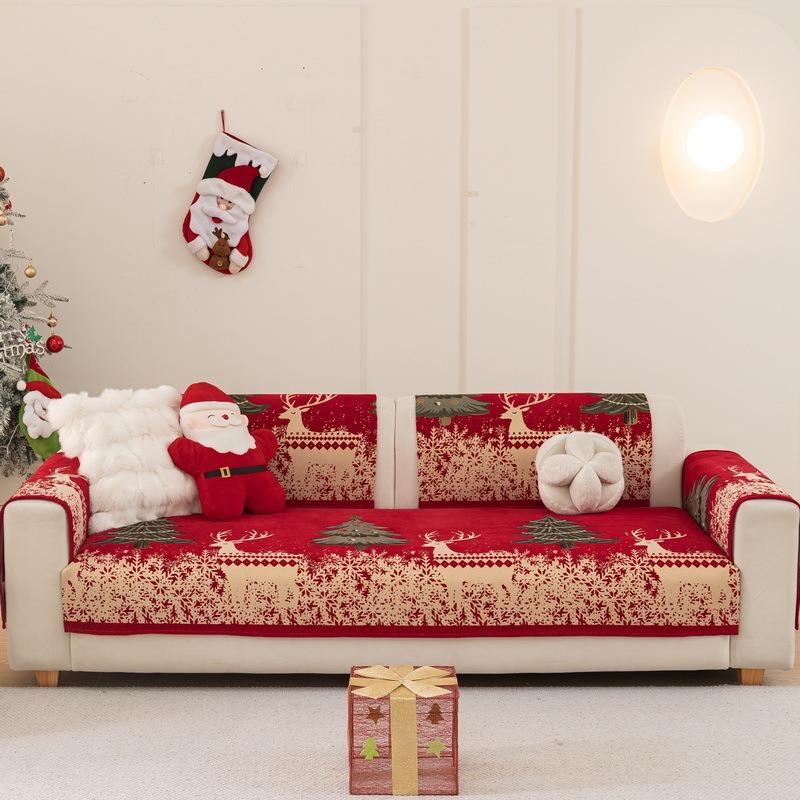 Christmas Sofa Cushion Single Piece All Season Universal Sofa Cushion Anti Slip Light Luxury Cover Cloth for Living Room Decor