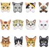 12Pcs/Lot Cute Cat Head Embroidered Patch Sewing Applique Iron On Patches For Clothing Accessories