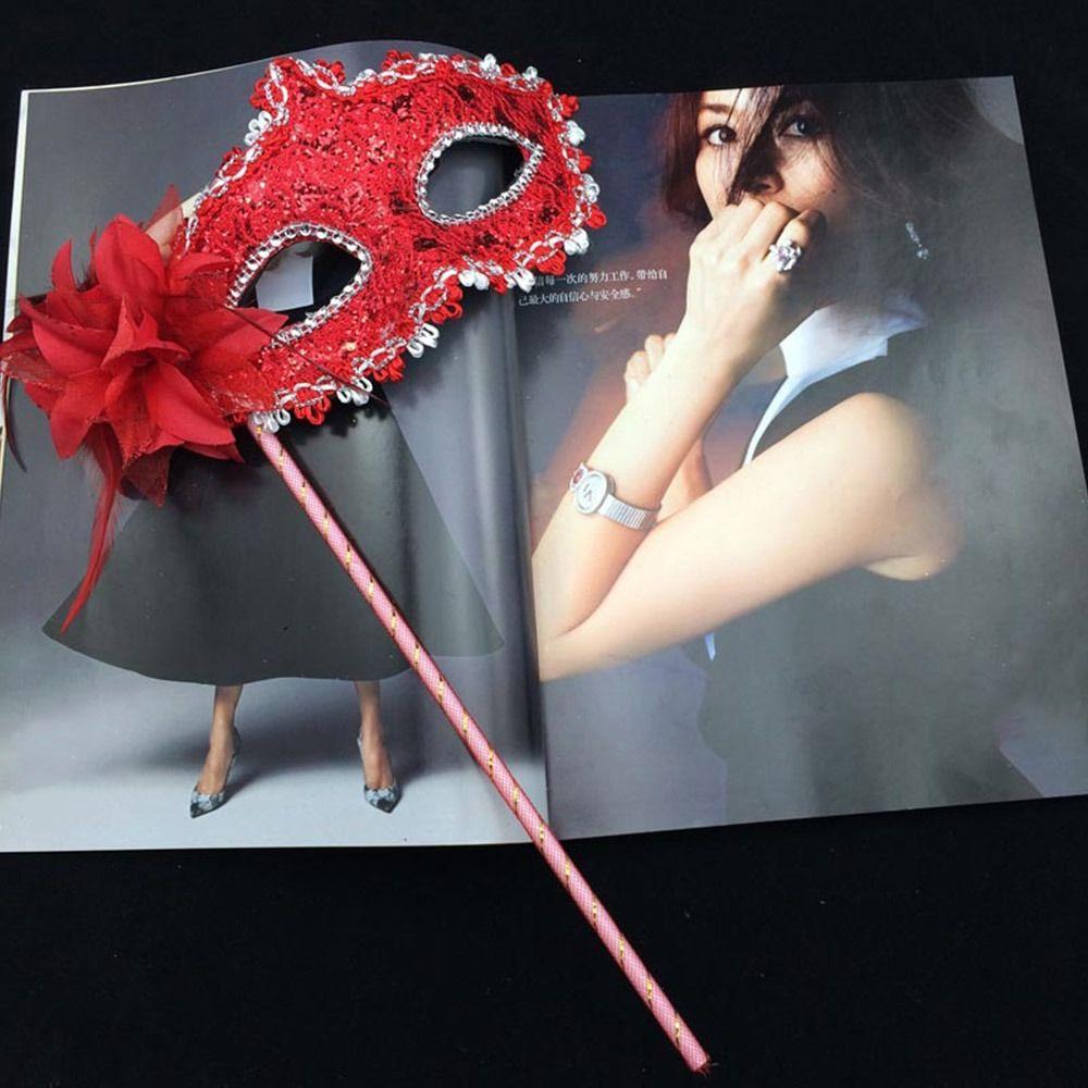 With Holding Stick Handheld Masquerade Masks Translucent Half Face Mask for Women