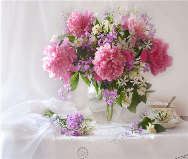 RUOPOTY Краска по номерам, цветок пиона, настенное искусство, уникальный подарок, ручная роспись на холсте, картина по номерам, уличный декор для детской комнаты