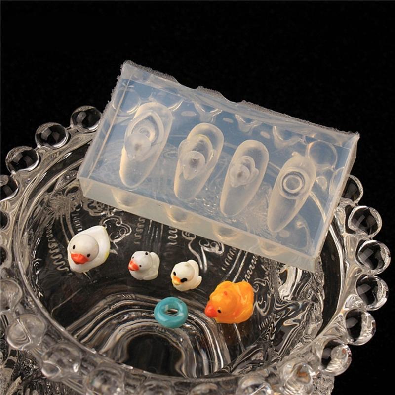 Милая утка, силиконовая форма для резьбы по ногтям, украшение для ногтей, шаблон для резьбы, формы для литья из смолы, инструменты для дизайна ногтей Maincure