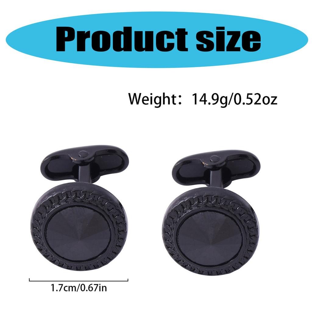 Men Crystal Cufflinks Black Color Business Conferences Cuffs Button for Gentlemen Shirt Wedding Cuff Links Gifts